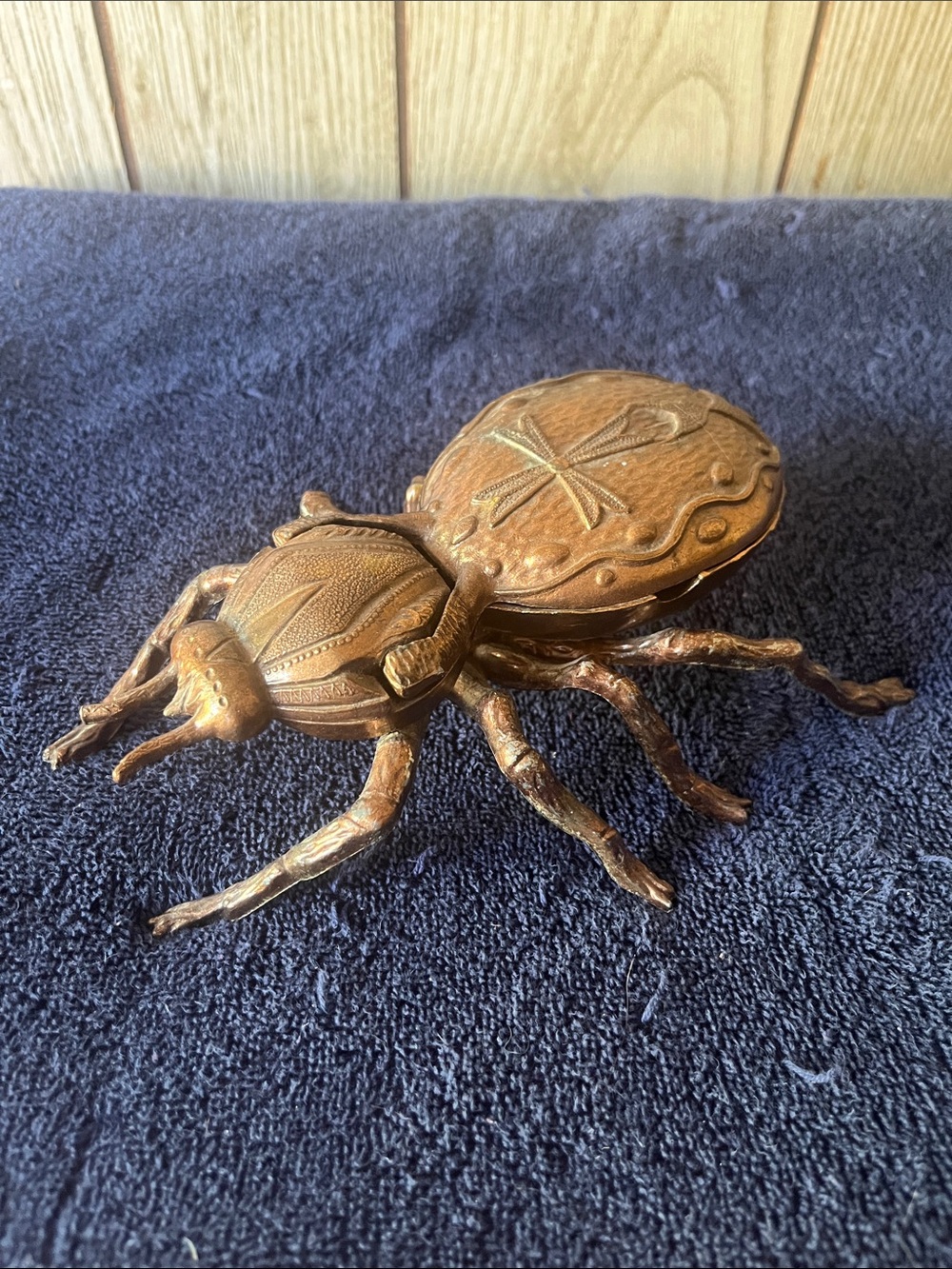 Antique / Vintage Italian Brass Beetle Bug Ashtray / Box